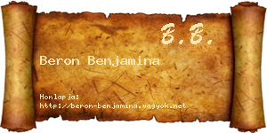 Beron Benjamina névjegykártya